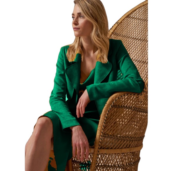 SØSKEN HALLE GREEN- FAUX SUEDE JACKET BNWT SIZE 2 - Picture 1 of 13